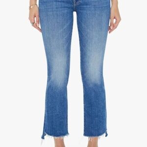 Mother Denim Insider Crop Step Fray Blue Jeans